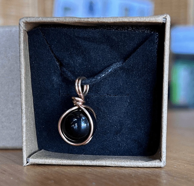 Obsidian Copper Wrapped Adjustable Necklace